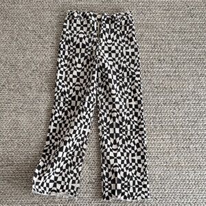 Black & White Geometric Boot Cut Pants